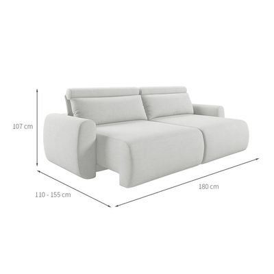 Sofá 3 Lugares Retrátil e Reclinável City Linho Cru 180 cm
