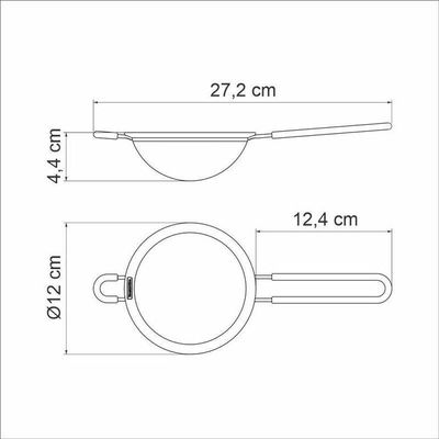 Peneira Tramontina Softta Cinza Aço Inox Com Cabo E Alça Em Silicone 12cm
