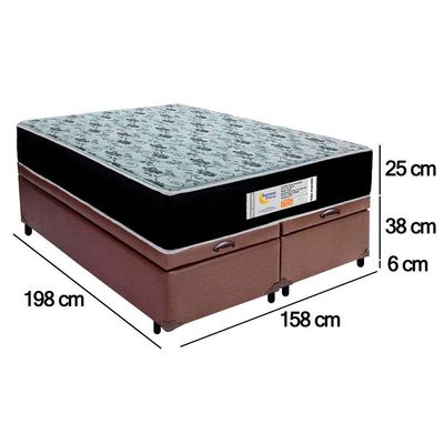 Cama Box Baú Queen Bipartido Sintético + Colchão Molas Ensacadas Sereneprime Sonnolux Marrom