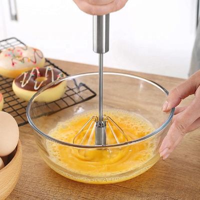 Batedor Automático Misturador Ovos Inox Pressão Mixer Giratório Manual Fouet Profissional Omelete Bebidas Massa Creme