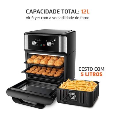Fritadeira Air Fryer Forno Oven Mondial 2000W Preto 12L AFON-12L-AB 110V
