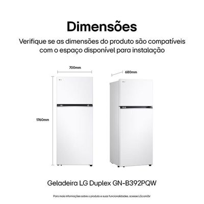 Geladeira LG Frost Free Inverter 395L Duplex Branca 220V