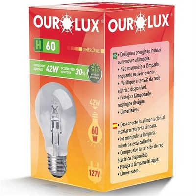 Lâmpada Ecológica Halógena H100 Clara 70w 220v - 02135 - Ourolux Lamp.eco Halogen H100 Clara 70wx220v Our 02135