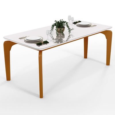 Mesa Capri 160cm Off White Com 6 Cadeiras Allana B05 Couríssimo Marrom - Lyam Decor