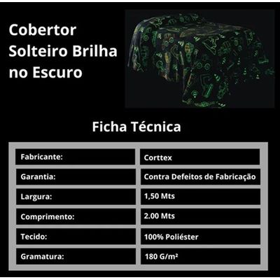 Manta Solteiro que Brilha no Escuro 150x200cm Corttex Truck