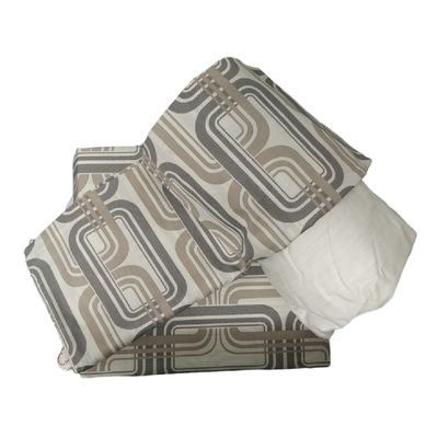 Jogo Cama Solteiro 3 Pc Algodão 200 Fios Home Design Corttex Geometrico Bege