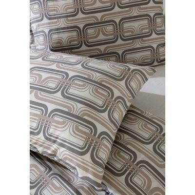 Jogo Cama Solteiro 3 Pc Algodão 200 Fios Home Design Corttex Geometrico Bege