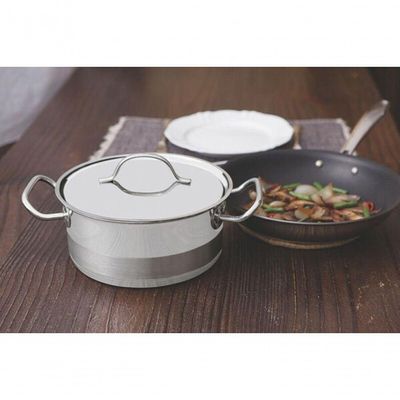 Caçarola Funda Tramontina Professional 24cm Em Aço Inox Com Detalhe Satinado