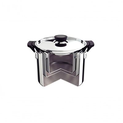 Jogo De Panelas Tramontina Grano Compact Aço Inox Corpo Triplo E Silicone Preto 3 Peças