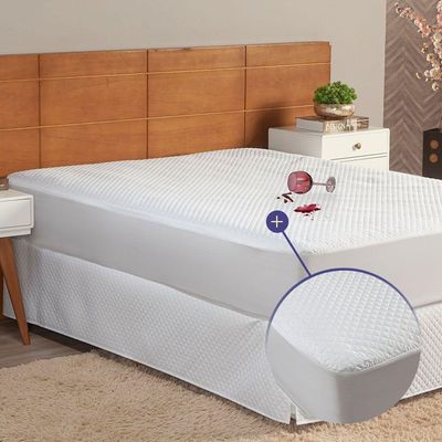 Capa Protetora De Colchão Impermeável Casal Queen Matelado Com Elástico Branco