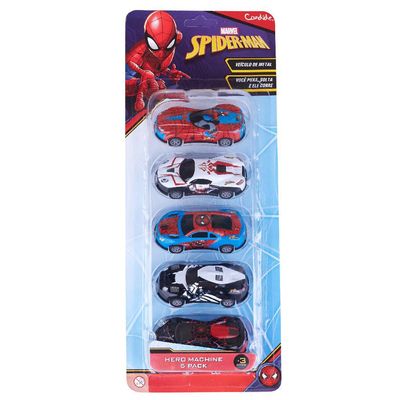 Mini Veiculos Pull Back Com 5 - Homem Aranha
