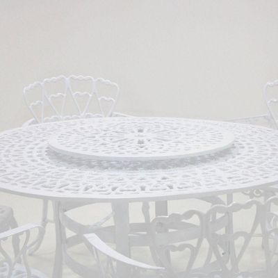 Mesa Giratória De Jardim Com Cadeiras De Alumínio Fundido Viena Branco