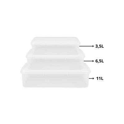 Kit 3 Caixas Herméticas Plásticas Empilháveis 3.5l, 6.5l, 11l Transparente