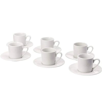 Jogo Xícaras Branca Porcelana 12 Peças Café 80ml
