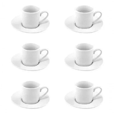 Jogo Xícaras Branca Porcelana 12 Peças Café 80ml
