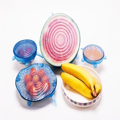 Kit 6 Tampas Ajustáveis Silicone Flexível Potes Panelas Kit Jogo Latas Tampa Redonda Quadrada Universal Lavável Reutilizável