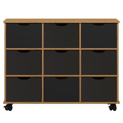 Nicho Organizador 9 Gavetas Com Rodízios Freijó/preto - Qmovi