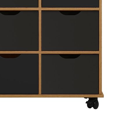 Nicho Organizador 9 Gavetas Com Rodízios Freijó/preto - Qmovi