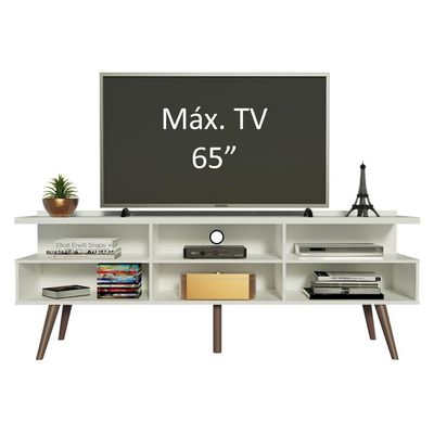 Rack Para Tv Até 65 Polegadas Madesa Londres Com Pés Retro - Branco