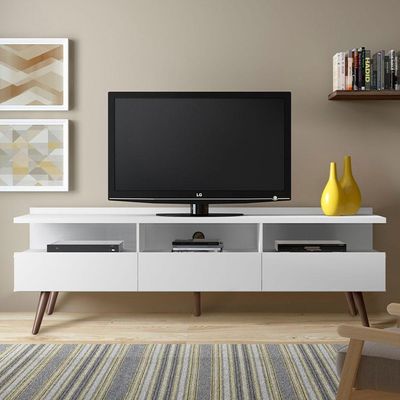 Rack Para Tv Até 65 Polegadas Madesa Londres Com Pés Retro - Branco