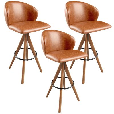 Kit 03 Banquetas Alta Bar Cozinha Sala de Jantar Bar Mia L02 Couríssimo Camel - Lyam Decor