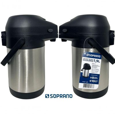 Garrafa Termica Pressão Inox Soprano Excelence 1,9 Lt