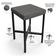 Kit 06 Banquetas Baixa Bar Cozinha Sala De Jantar Preto Stella L02 Linho Cinza Escuro - Lyam Decor