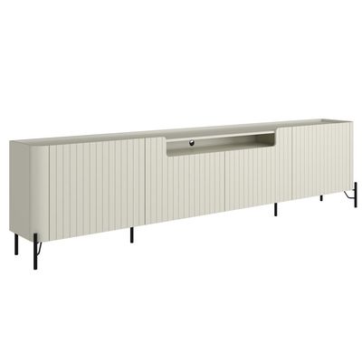 Rack Para Sala de Estar TV 75 Pol 4 Portas Brise Pés Industrial Preto Alef I03 Luna - Lyam Decor