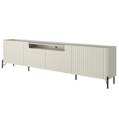 Rack Para Sala de Estar TV 75 Pol 4 Portas Brise Pés Industrial Preto Alef I03 Luna - Lyam Decor