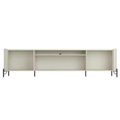 Rack Para Sala de Estar TV 75 Pol 4 Portas Brise Pés Industrial Preto Alef I03 Luna - Lyam Decor