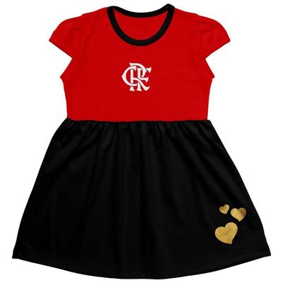 Vestido Flamengo Infantil Canelado Torcida Baby Tam 2 / Vermelho / Preto