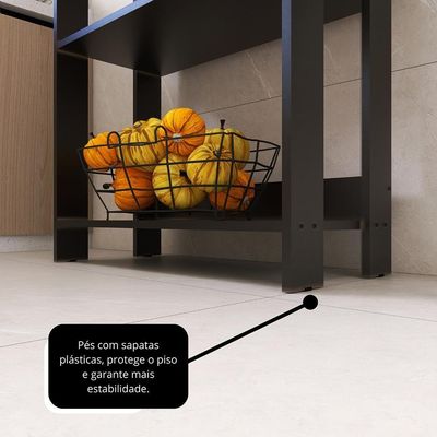 Armario Multiuso Organizador Para Cozinha Com Prateleiras Preto Preto