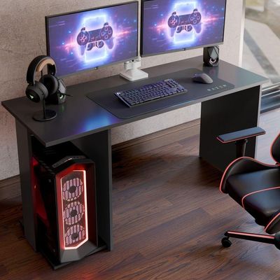 Mesa Escrivaninha Gamer Valorant Com Espaço Para Gabinetes E Monitores Estilo Moderno