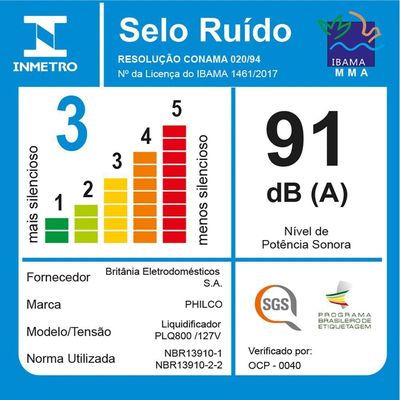 Liquidificador Philco PLQ800P 4 Velocidades 110V