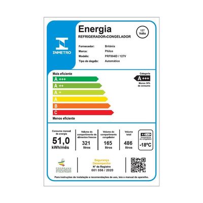 Geladeira 486L Philco Inverter Side by Side Inox PRF504ID 110V