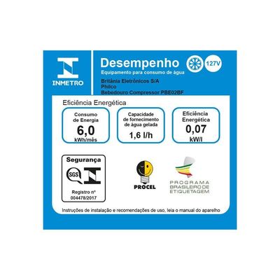 Bebedouro Philco 20L Água Gelada e Natural com Compressor PBE02BF 110V