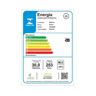 Freezer Horizontal Philco 253L 2 em 1 PFH260B A e A++ 220V