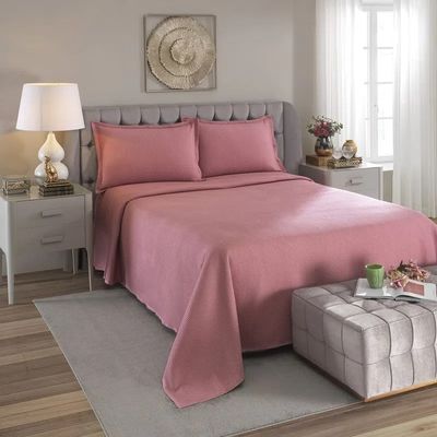 Colcha Solteiro 2 Peças Algodão Piquet Favo Dohler Rose