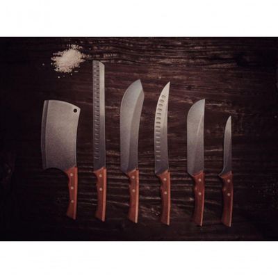 Faca Para Carne Tramontina Black 10 Com Cabo De Madeira Natural