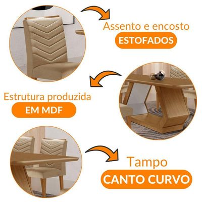 Mesa Sala De Jantar Alvorada 180cm E 6 Cadeiras Liz Moderna Turim 07/off White/imbuia