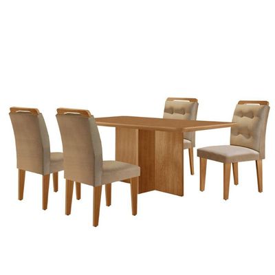 Mesa Olimpia 120 Mdf Canto Copo E Com 4 Cadeiras Carol Turim 07 Naturalle