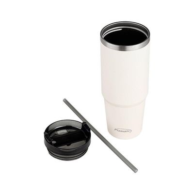 Copo Térmico Com Canudo 900ml Bege