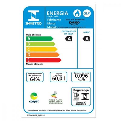 Fogao Dako 4 Bocas Supreme Branco Bivolt