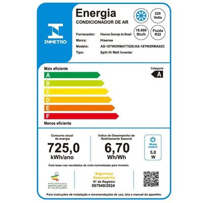 Ar Condicionado Hisense 18.000 BTUs Frio Inverter Wi Fi Branco AS18TW2RMA 220V