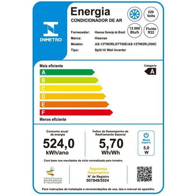 Ar Condicionado 12000 BTUs Hisense Inverter Wi Fi Branco Frio AS12TW2RLD 220V