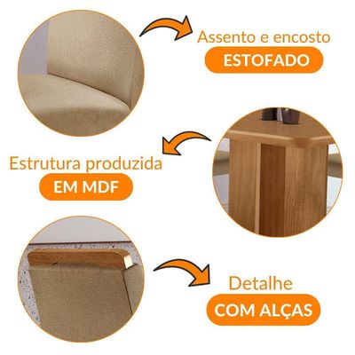 Mesa Olimpia 90 Mdf Canto Copo E Com 4 Cadeiras Athenas Turim 07 Naturalle