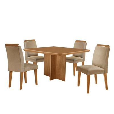 Mesa Olimpia 90 Mdf Canto Copo E Com 4 Cadeiras Athenas Turim 07 Naturalle