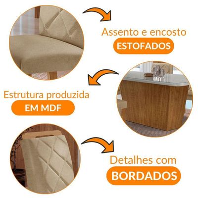 Mesa Sala De Jantar Aida 180cm E 6 Cadeiras Melissa Moderna Turim 07/off White/imbuia