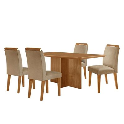 Mesa Olimpia 120 Mdf Canto Copo E Com 4 Cadeiras Athenas Turim 07 Naturalle