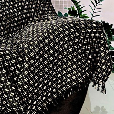 Manta Grande Para Sofá De 2 E 3 Lugares 100% Algodão 2,50x1,80 Capa Protetora De Sofa Gigante Preto-branco